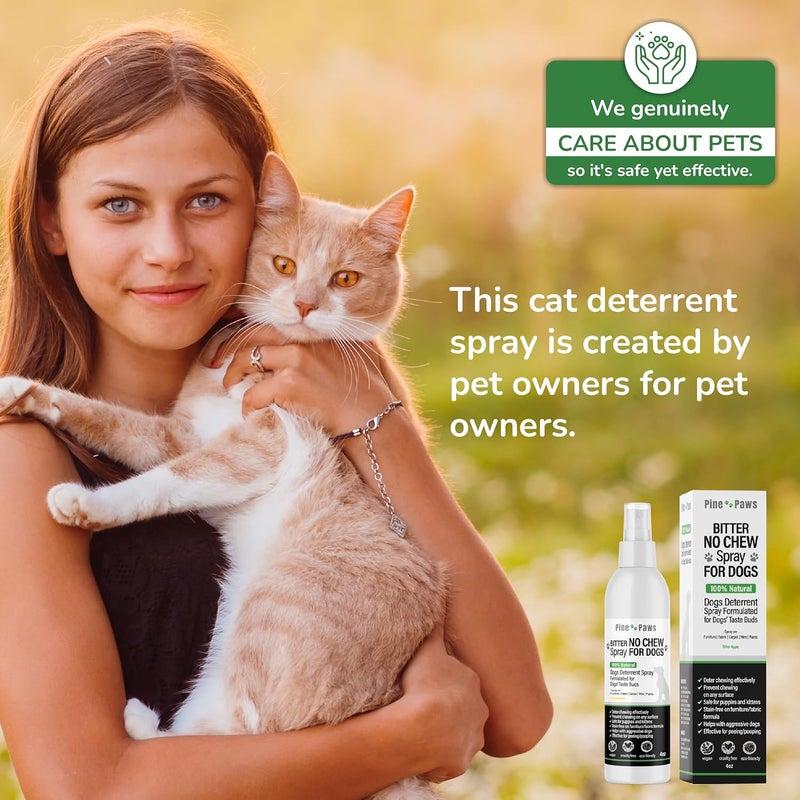 PINE PAWS Store رذاذ طارد للقطط - رذاذ طارد للقطط 100% طبيعي لمنع وضع العلامات بالبول والخدش - صديق للبيئة، آمن للاستخدام حول الأطفال والحيوانات الأليفة، آمن للاستخدام على الأثاث والأقمشة، يعمل في الداخل والخارج - Image 3